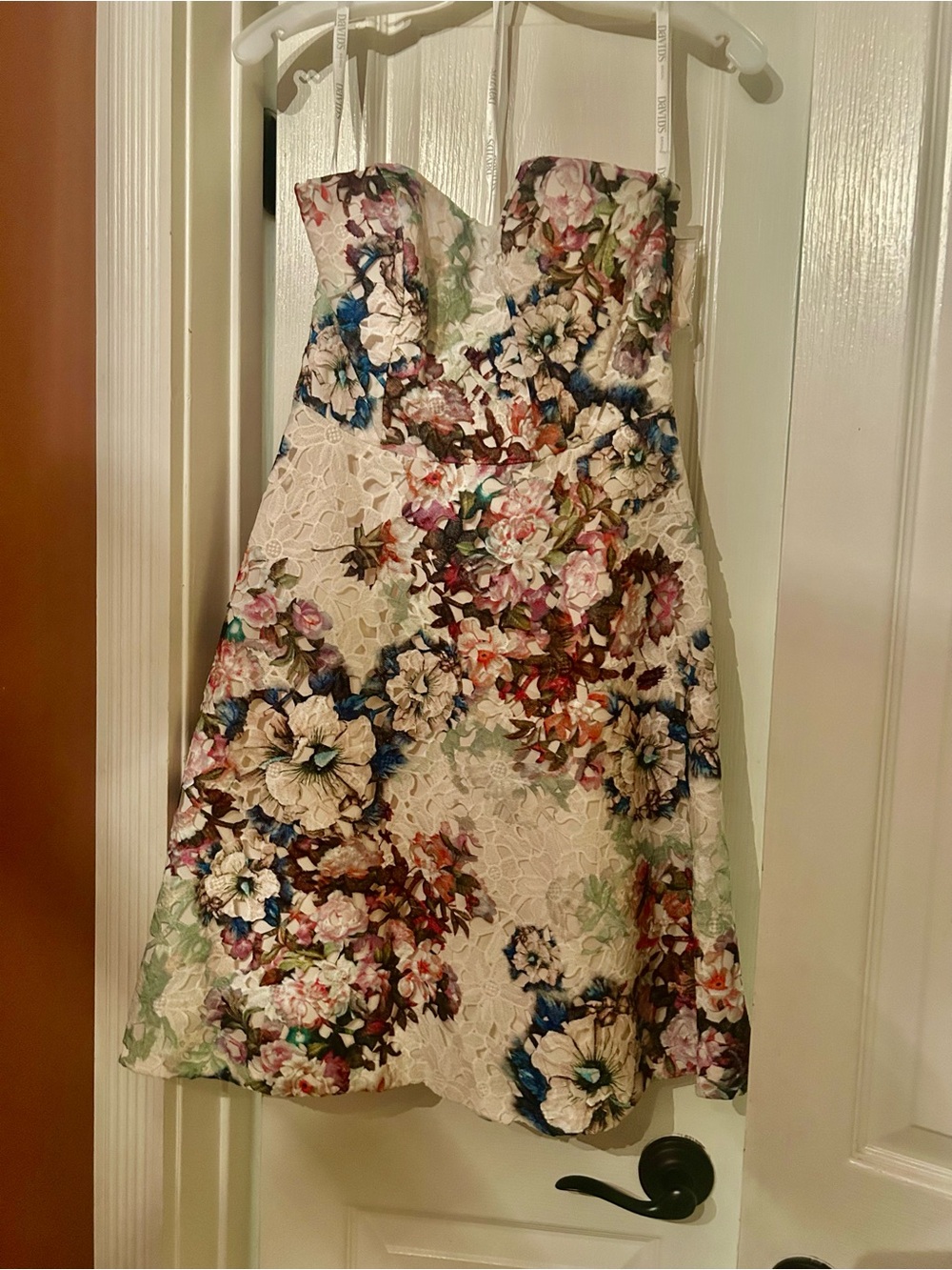 David's Bridal Cream Floral Lace A-Line Skirt